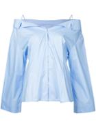 Le Ciel Bleu - Off Shoulder Blouse - Women - Cotton - 36, Blue, Cotton
