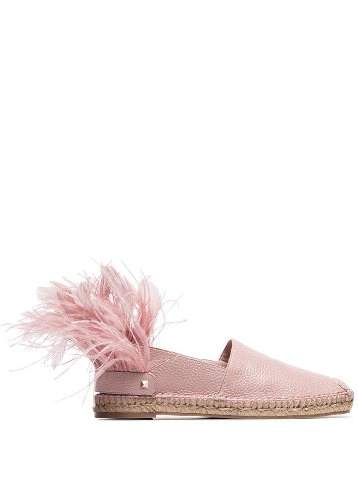 Valentino Feather Heel Espadrilles - Pink