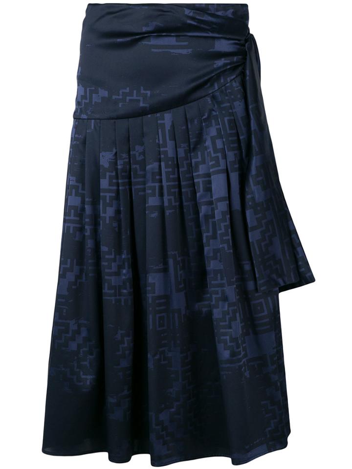 Nehera Printed Sarong Pleated Skirt - Blue