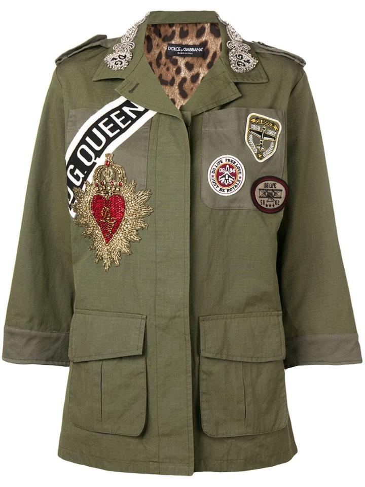 Dolce & Gabbana D.g. Queen Badge Jacket - Green