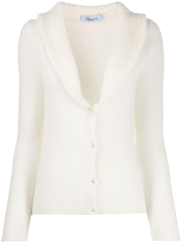 Blumarine Shearling Lined Cardigan - White