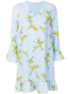 Essentiel Antwerp Bird Print Long-sleeved Dress - Blue