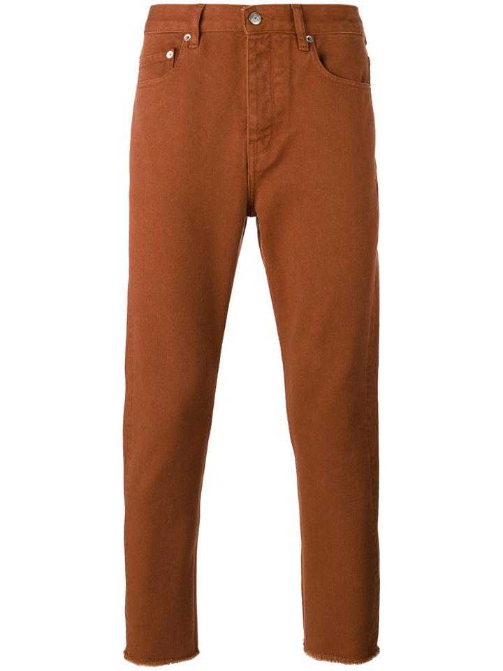 Golden Goose Deluxe Brand Frayed-edge Trousers, Men's, Size: 31, Yellow/orange, Cotton
