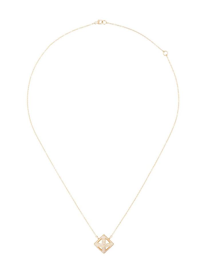 Sarah Noor Hollow Pyramid Diamond Necklace, Women's, Metallic