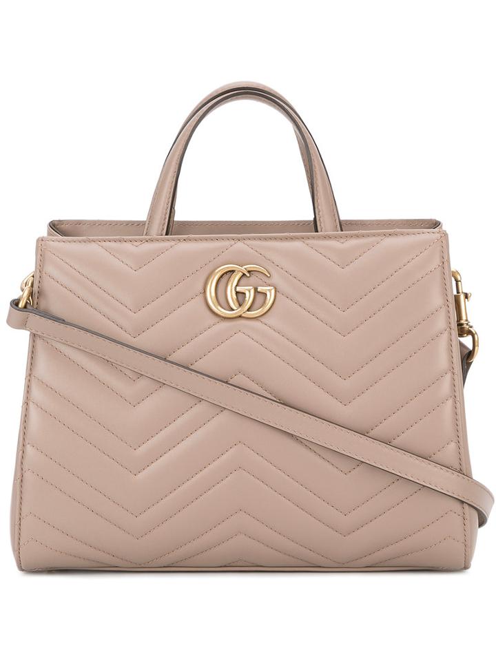 Gucci Gg Marmont Tote, Women's, Nude/neutrals, Calf Leather