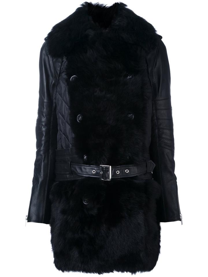 Sacai Fur Panelled Biker Coat