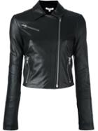 Elizabeth And James Cropped Biker Jacket, Women's, Size: Medium, Black, Lamb Skin/polyester/spandex/elastane
