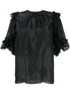 Dolce & Gabbana - Sheer Polka Dot Ruffle Blouse - Women - Silk/cotton/polyamide - 40, Women's, Black, Silk/cotton/polyamide