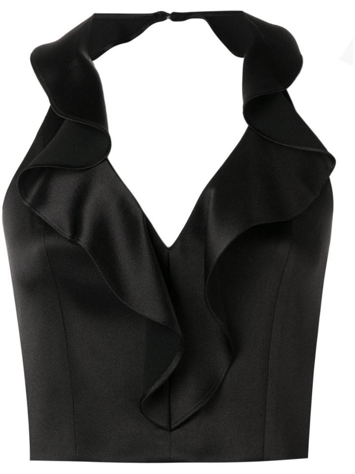 Alice+olivia Frill Neck Blouse - Black