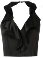 Alice+olivia Frill Neck Blouse - Black