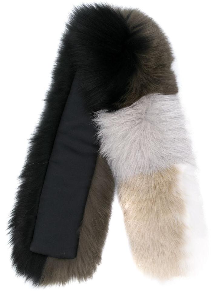 Yves Salomon Colour Blocked Fur Scarf - Brown