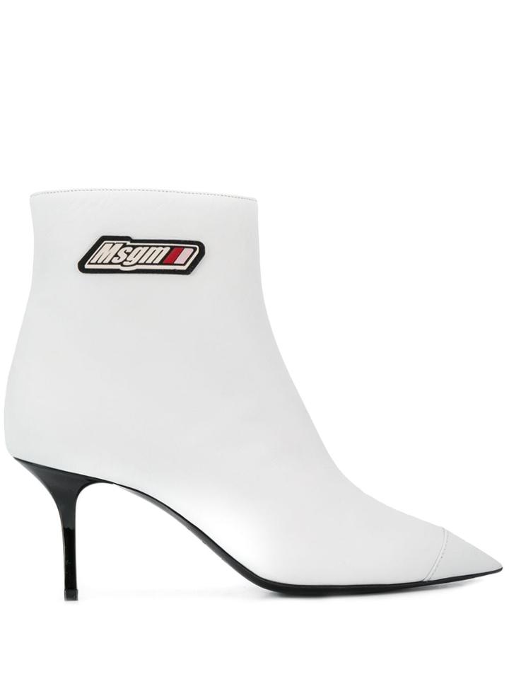Msgm Logo Plaque Boots - White