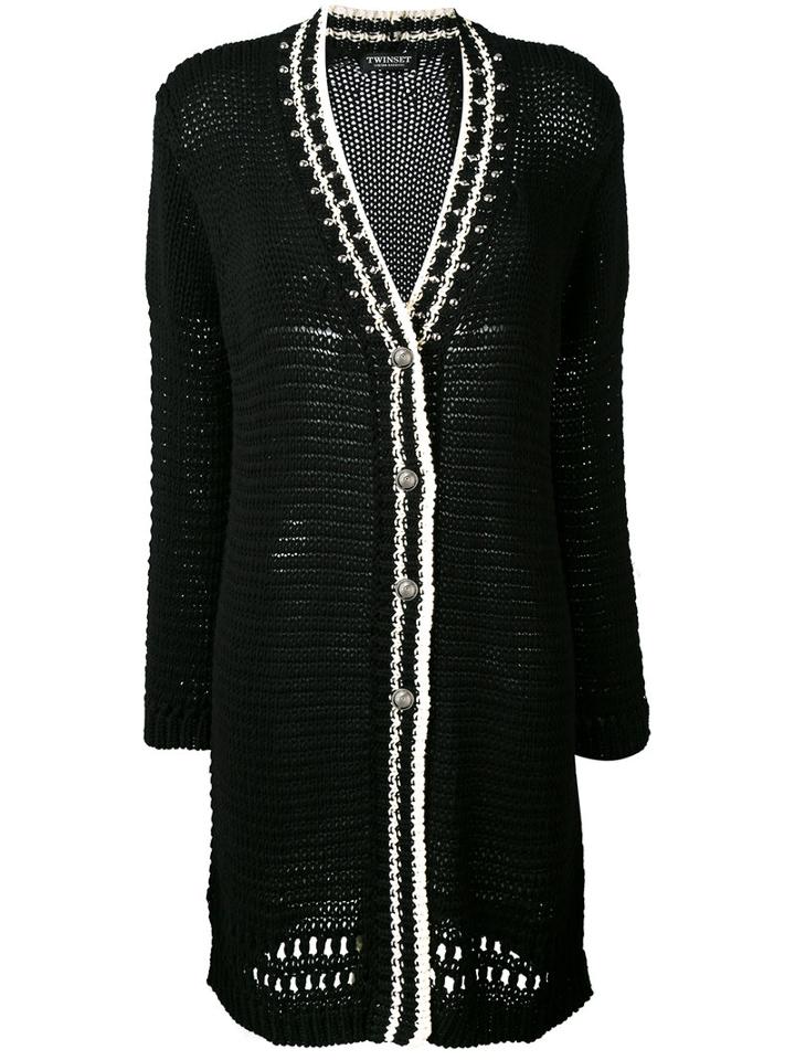 Twin-set - Long Cardigan - Women - Cotton - Xs, Black, Cotton