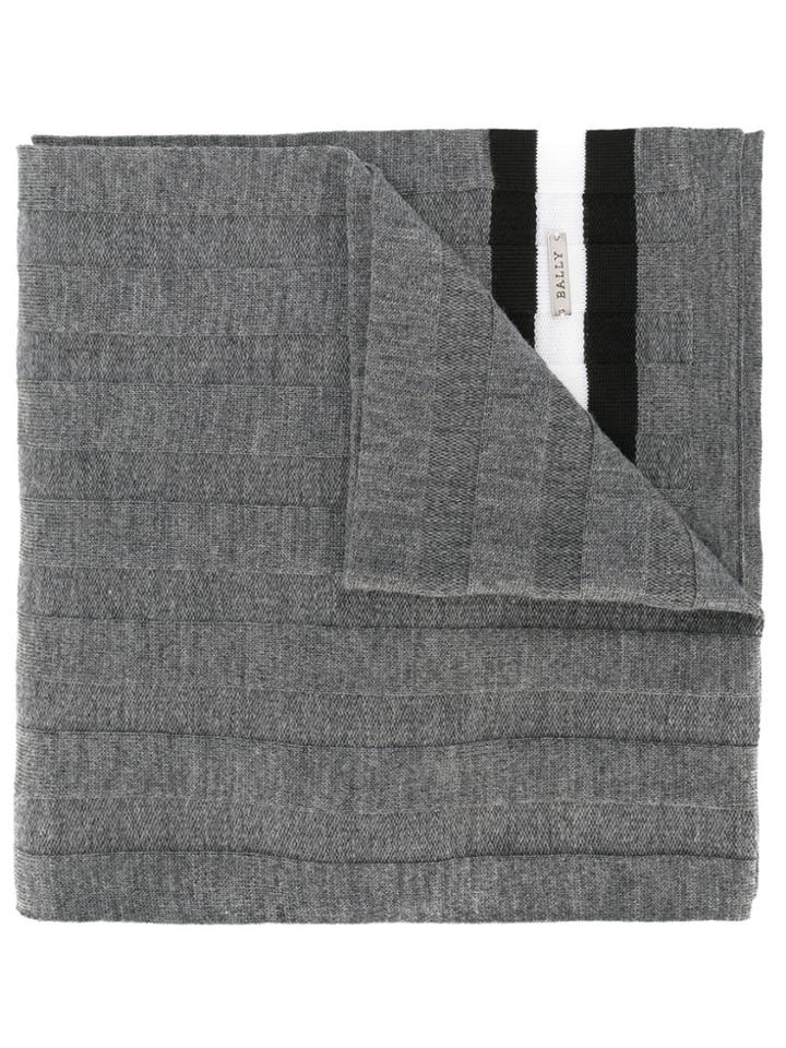Bally Ribbed Knitted Scarf - Grey