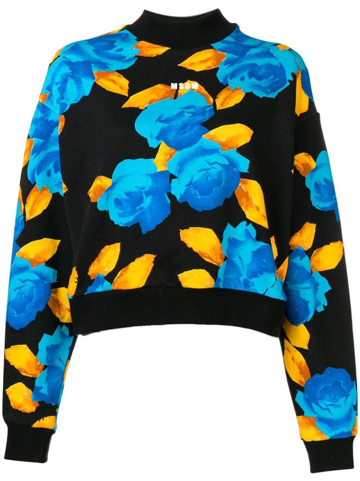 Msgm Floral Sweatshirt - Black