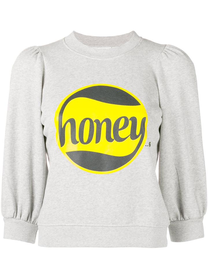 Ganni Cropped Slogan Sweatshirt - Grey