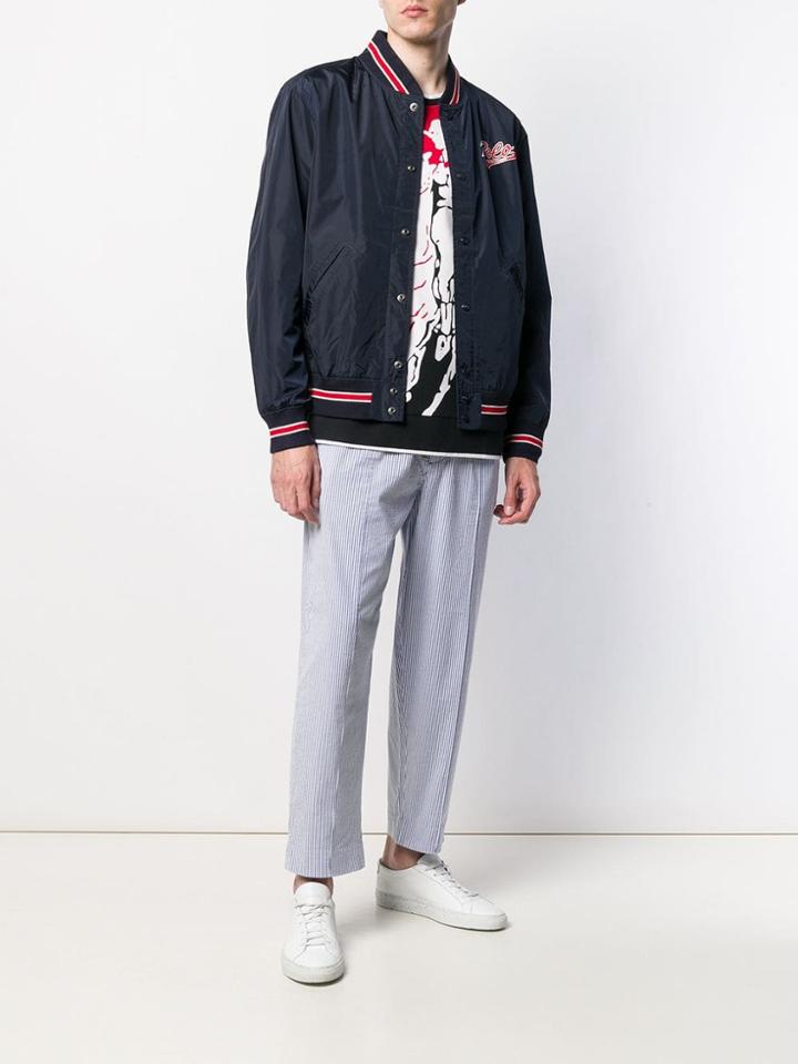 Polo Ralph Lauren Contrast Stripe Bomber Jacket - Blue