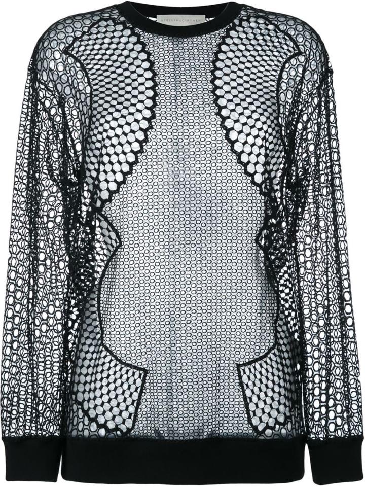 Stella Mccartney Mesh Long Sleeve Top, Women's, Size: 40, Black, Cotton/polyamide/viscose/polyester