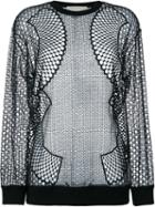 Stella Mccartney Mesh Long Sleeve Top, Women's, Size: 40, Black, Cotton/polyamide/viscose/polyester