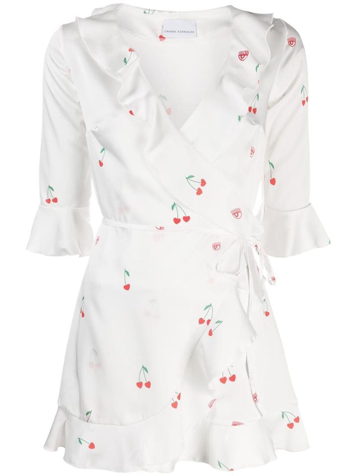 Chiara Ferragni Cherry Wrap Mini Dress - White