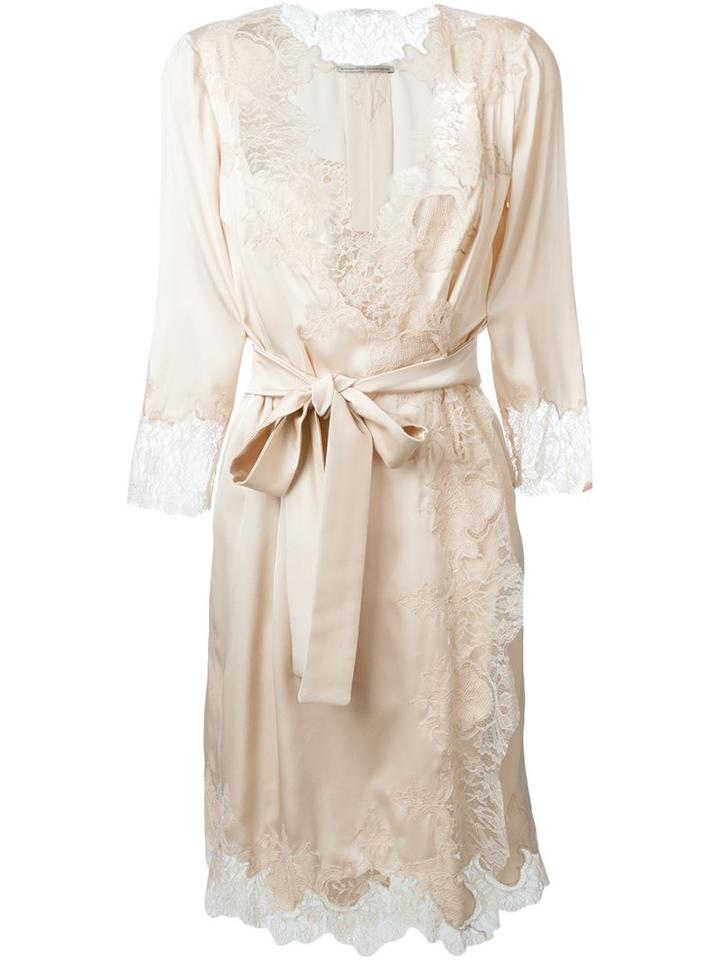 Ermanno Scervino Lace Detail Wrap Dress, Women's, Size: 44, Pink/purple, Silk/spandex/elastane/polyamide