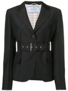 Prada Cropped Belted Jacket - Black