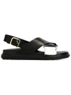 Marni Fussbett Sandals, Women's, Size: 38.5, Black, Leather/rubber