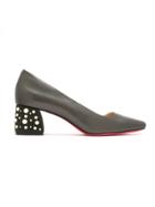 Zeferino Embellished Leather Pumps - Grey