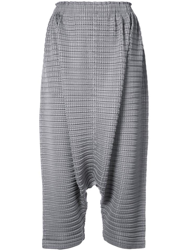 Issey Miyake Drop Crotch Textured Trousers - Grey