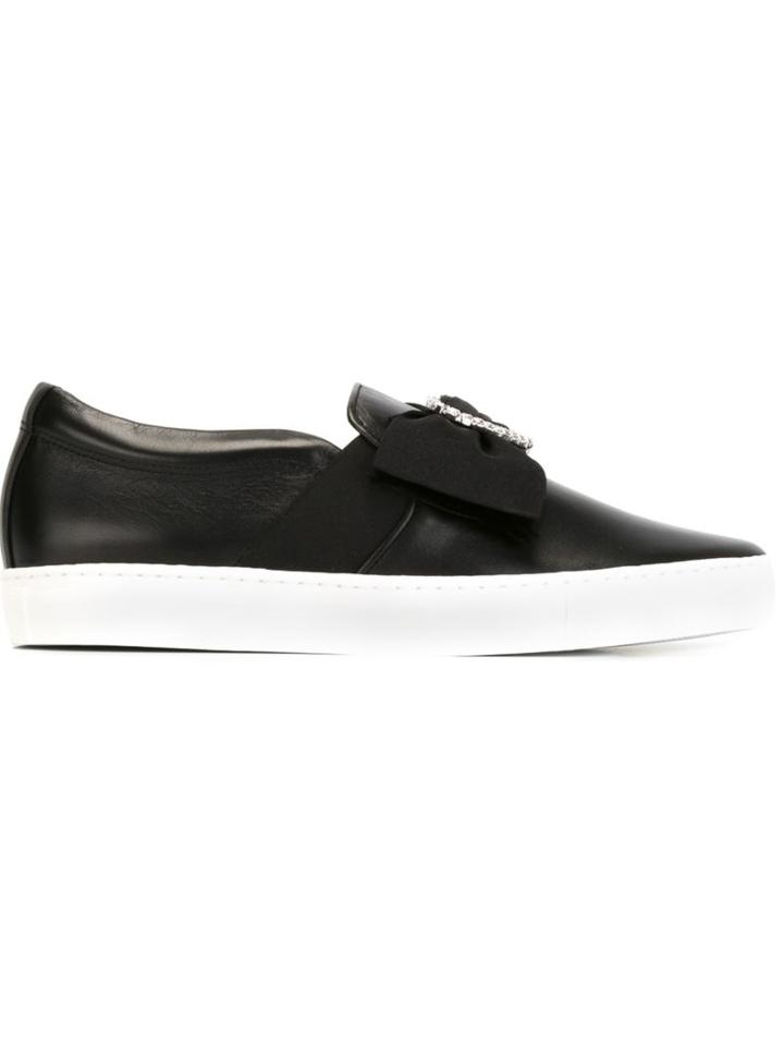 Lanvin Pull-on Heart Detail Slip-on Sneakers, Women's, Size: 35, Black, Lamb Skin/leather/rubber