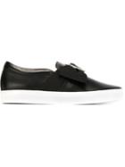 Lanvin Pull-on Heart Detail Slip-on Sneakers, Women's, Size: 35, Black, Lamb Skin/leather/rubber