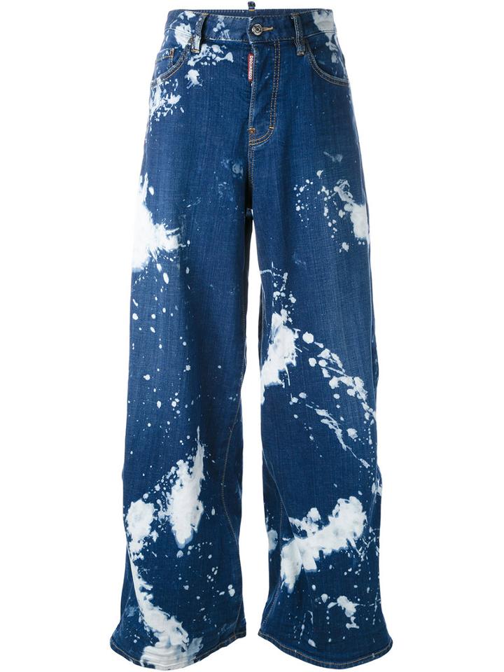 Dsquared2 Splash Effect Jeans, Women's, Size: 40, Blue, Cotton/spandex/elastane