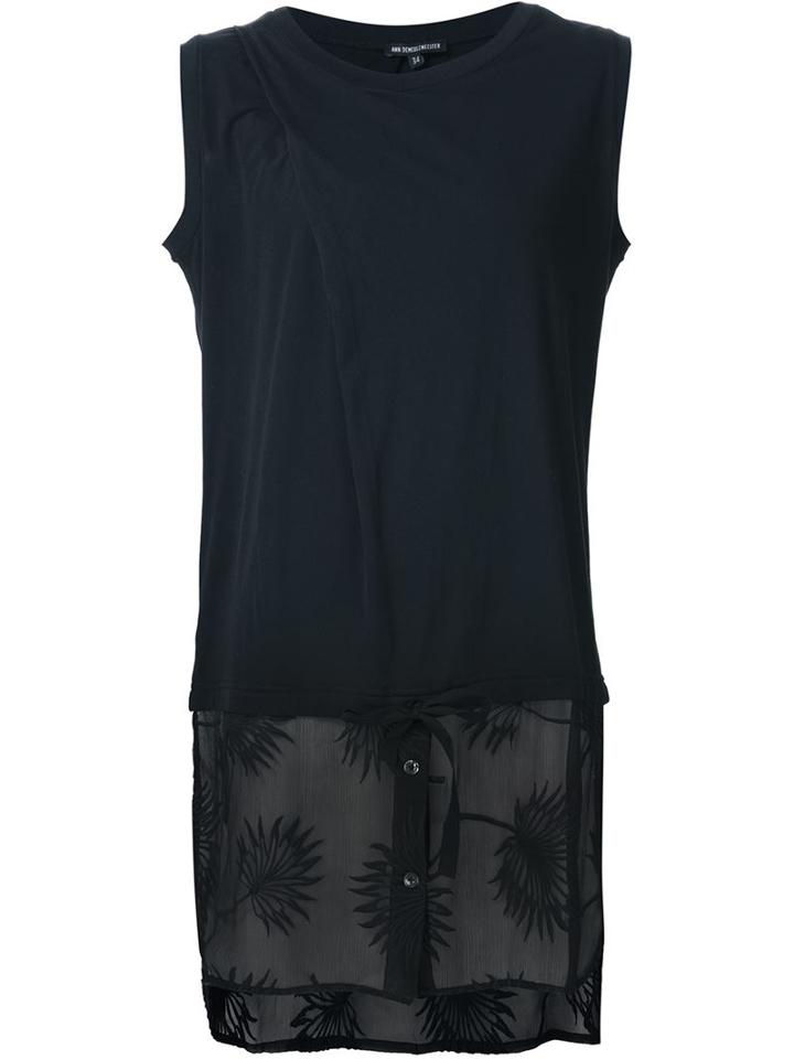 Ann Demeulemeester Embroidered Sheer Hem Top