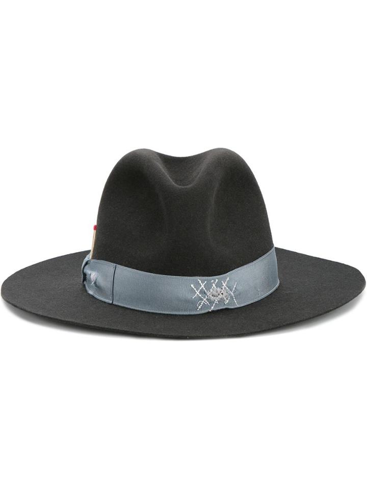 Nick Fouquet Borsalino Fedora Hat With Blue Grosgrain Ribbon - Grey