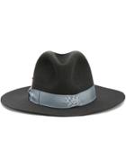 Nick Fouquet Borsalino Fedora Hat With Blue Grosgrain Ribbon - Grey