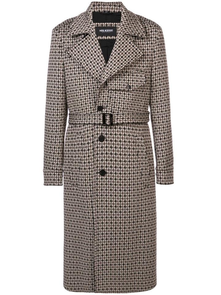Neil Barrett Herringbone Trench Coat - Neutrals