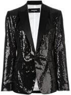 Dsquared2 'london Peak' Sequined Blazer, Women's, Size: 44, Black, Polyester/silk/cotton/viscose