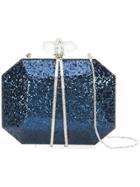 Marchesa Glitter Box Clutch Bag - Blue