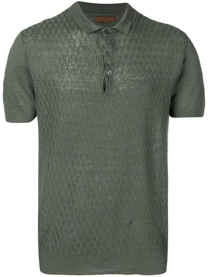 Corneliani Mesh Pattern Polo Shirt - Green