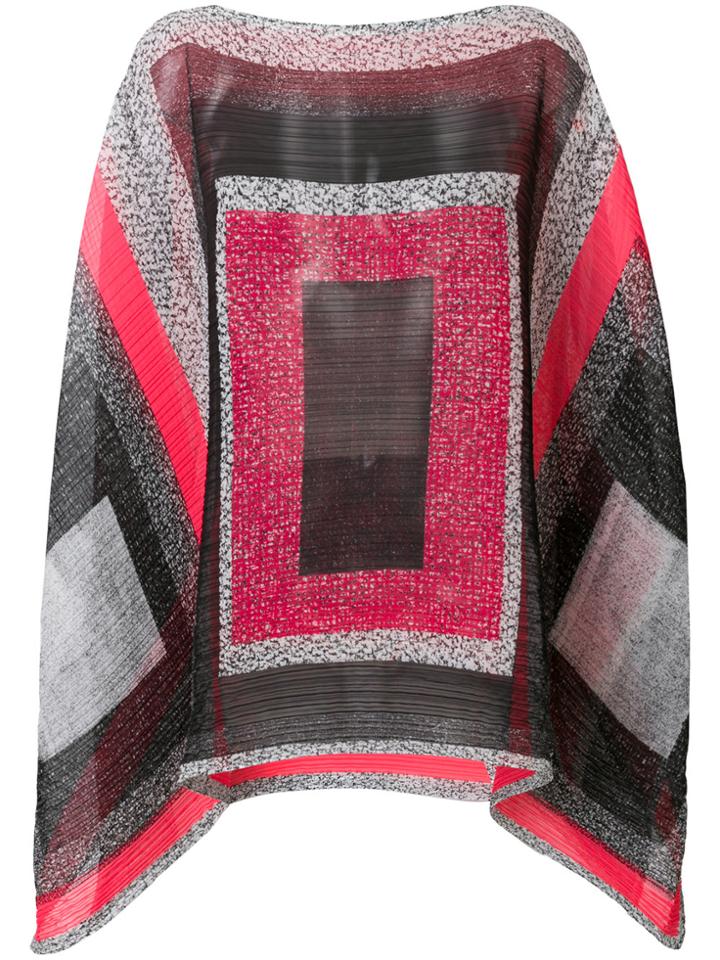 Pleats Please By Issey Miyake Square Print Scarf Poncho - Black