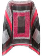 Pleats Please By Issey Miyake Square Print Scarf Poncho - Black