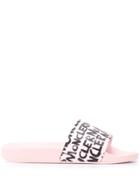 Moncler Graffiti Logo Print Slide Sandals - Pink