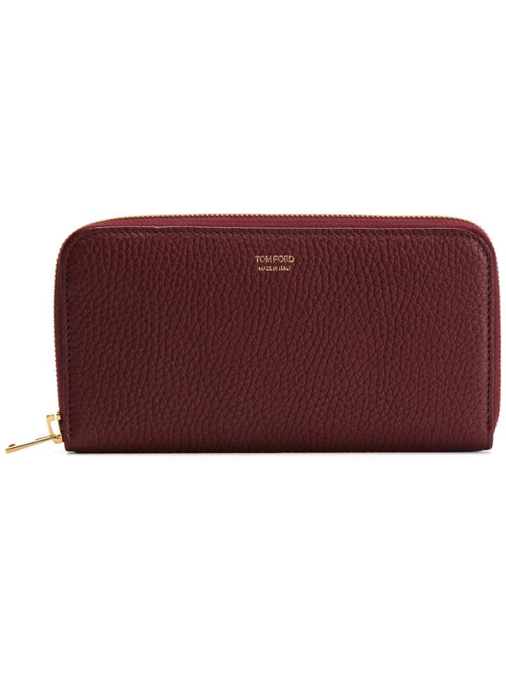 Tom Ford Logo Stamp Zip Wallet - Red