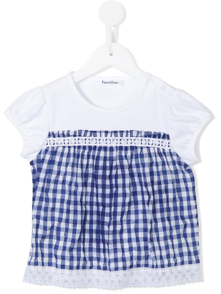 Familiar - Checked Panel T-shirt - Kids - Cotton - 6 Yrs, White