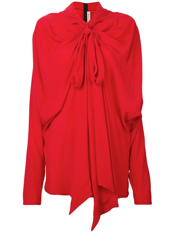 Marni Shawl Pussy Bow Blouse - Red