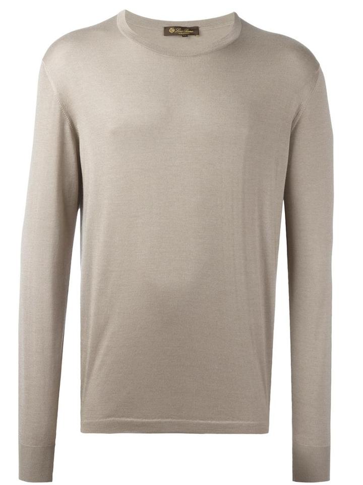 Loro Piana Crew Neck Jumper, Men's, Size: 50, Nude/neutrals, Silk/cashmere