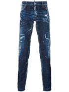 Dsquared2 Slim Bleached Effect Jeans, Men's, Size: 46, Blue, Cotton/spandex/elastane/calf Leather