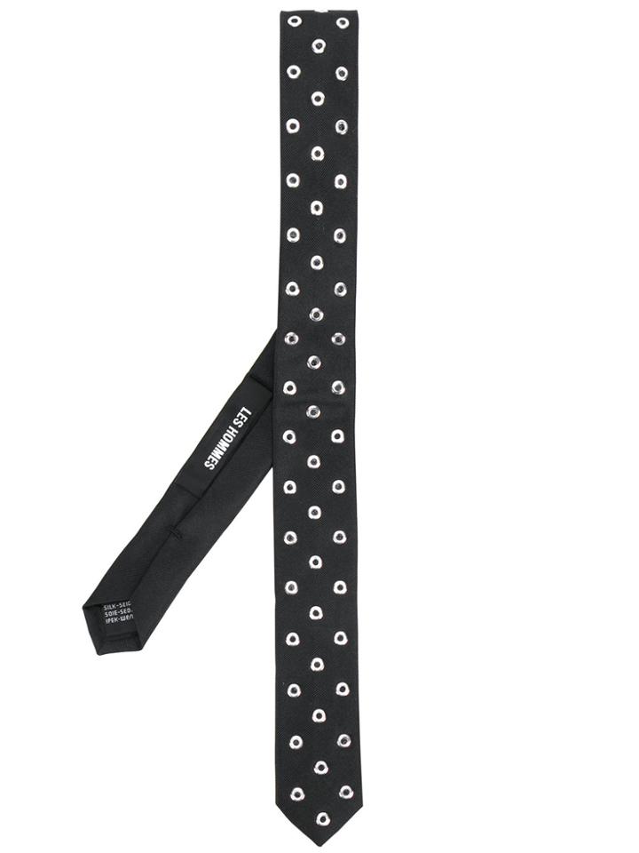 Les Hommes Eyelet Detail Tie - Black