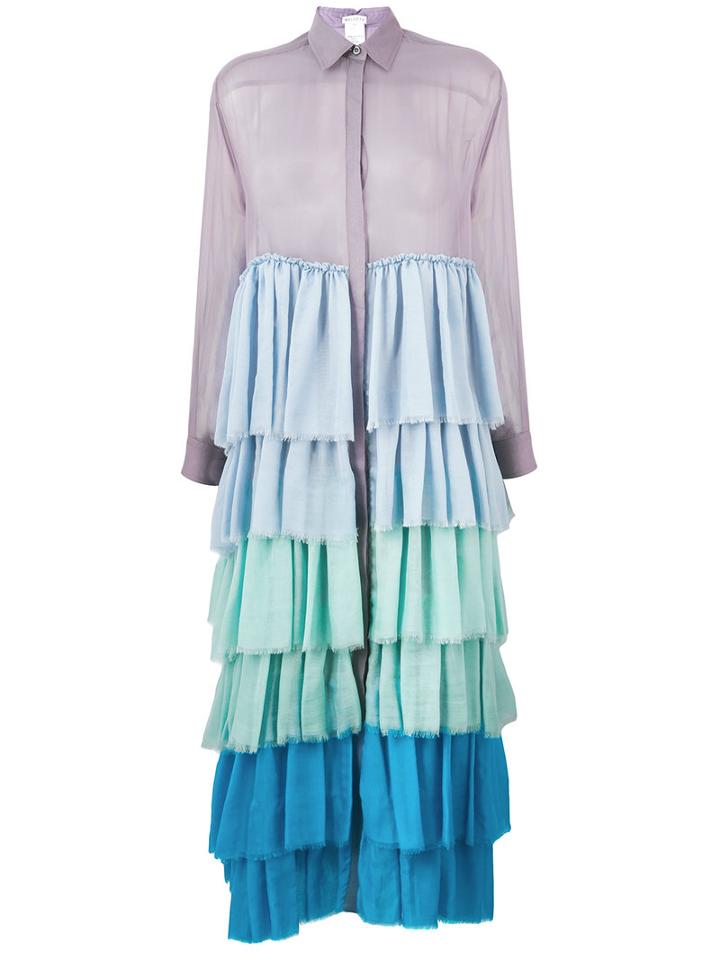 Melampo - Sheer Ruffle Layered Dress - Women - Silk - 40, Blue, Silk