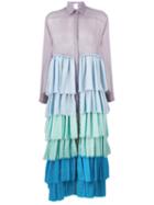 Melampo - Sheer Ruffle Layered Dress - Women - Silk - 40, Blue, Silk